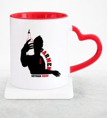 Kişiye Özel Mesleki Barmen Kırmızı Kalpli Kupa Bardak - 1