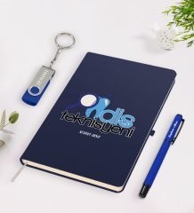 Kişiye Özel Diş Teknisyeni Temalı Lacivert Defter Kalem 32gb USB Bellek Hediye Seti-1