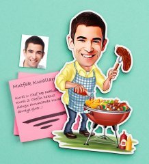 Kişiye Özel Bay Chef Karikatürlü Ahşap Magnet-7