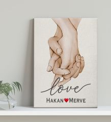 BK Gift Kişiye Özel Sevgili El Ele Tasarımlı Kanvas Tablo-2 (30x50), Sevgiliye Hediye, Sevgililer Günü Hediyesi