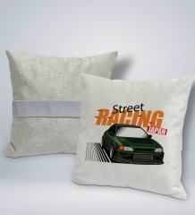 BK Gift Street Racing Tasarımlı Kare Araç Koltuk Yastığı-1