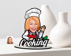 Kişiye Özel Kadın Chef Karikatürlü Ahşap Biblo Model-14
