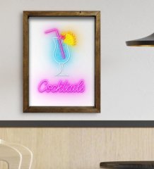 BK Gift Cafe & Bar & Restaurant Konseptli Doğal Masif Ahşap Çerçeveli Tablo-11