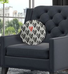 BK Gift Kalpler Tasarımlı Yuvarlak Dekoratif Kırlent Yastık-1