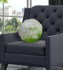 Kişiye Özel İsimli Papatya Temalı Yuvarlak Dekoratif Kırlent Yastık-6