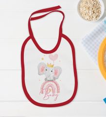BK Kids Baby Tasarımlı Kırmızı Bebek Body Zıbın ve Mama Önlüğü Hediye Seti-3