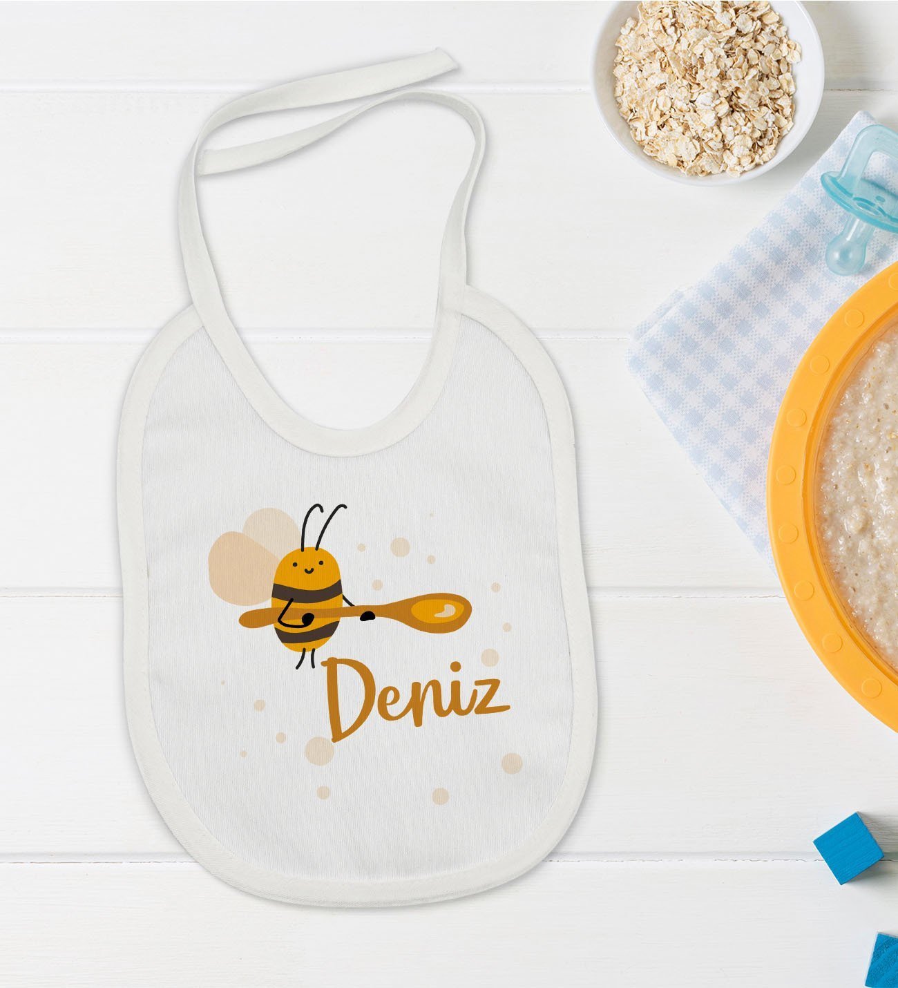 BK Kids Kişiye Özel İsimli Bebek Mama Önlüğü - Model 38