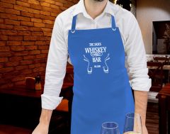 BK Gift Kişiye Özel İsimli Tarihli Bar Tasarımlı Profesyonel Mavi Mutfak Önlüğü, Aşçı Önlüğü, Şef Önlüğü, Arkadaşa Hediye-11
