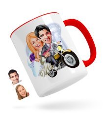 Kişiye Özel Evleniyoruz Karikatürlü Kırmızı Kupa Bardak-8
