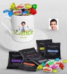 Kişiye Özel Erkek Fen Bilimleri Öğretmeni Türk Kahvesi Fincanı Selamlique Karışık Türk Kahvesi ve Haribo Şeker Hediye Seti-1