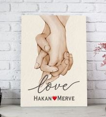 BK Gift Kişiye Özel Sevgili El Ele Tasarımlı Kanvas Tablo-2 (20x30), Sevgiliye Hediye, Sevgililer Günü Hediyesi