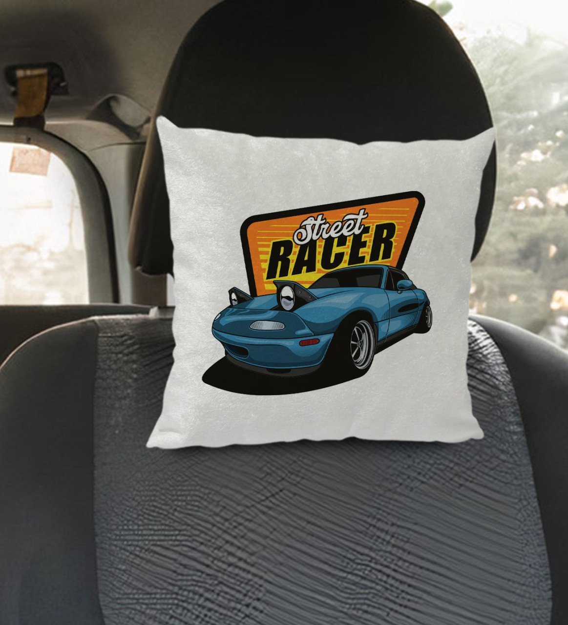BK Gift Street Racer Tasarımlı Kare Araç Koltuk Yastığı-1