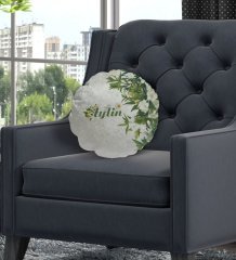 Kişiye Özel İsimli Papatya Temalı Yuvarlak Dekoratif Kırlent Yastık-5