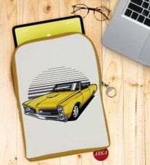 BK Gift Klasik Araç Tasarımlı Taşınabilir Koruyucu Tablet Kılıfı & Organizer Çanta - Sarı-5