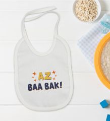 BK Kids Az Baa Bak Tasarımlı Beyaz Bebek Mama Önlüğü-1