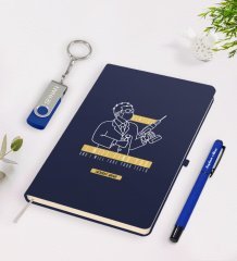 Kişiye Özel Diş Hekimi Temalı Lacivert Defter Kalem 32gb USB Bellek Hediye Seti-4