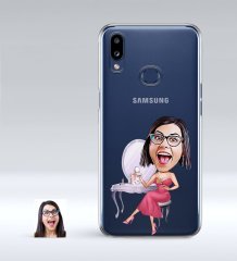 Kişiye Özel Bayan Karikatürlü Samsung Galaxy A10s İnce Şeffaf Silikon Telefon Kapağı-23