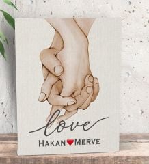 BK Gift Kişiye Özel Sevgili El Ele Tasarımlı Kanvas Tablo-2 (15x20), Sevgiliye Hediye, Sevgililer Günü Hediyesi