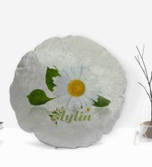 Kişiye Özel İsimli Papatya Temalı Yuvarlak Dekoratif Kırlent Yastık-4