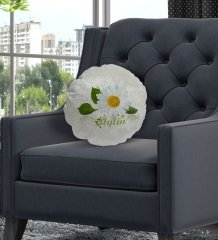 Kişiye Özel İsimli Papatya Temalı Yuvarlak Dekoratif Kırlent Yastık-4