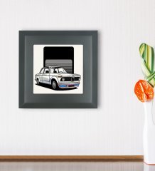 BK Gift Klasik Araç Tasarımlı Ahşap Çerçeveli Taş Duvar Dekoru-3