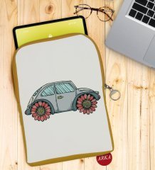 BK Gift Klasik Araç Tasarımlı Taşınabilir Koruyucu Tablet Kılıfı & Organizer Çanta - Sarı-4
