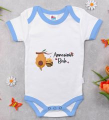 BK Kids Annesinin Balı Tasarımlı Mavi Bebek Body Zıbın-1