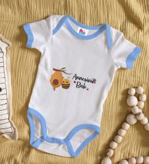 BK Kids Annesinin Balı Tasarımlı Mavi Bebek Body Zıbın-1