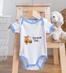 BK Kids Annesinin Balı Tasarımlı Mavi Bebek Body Zıbın-1