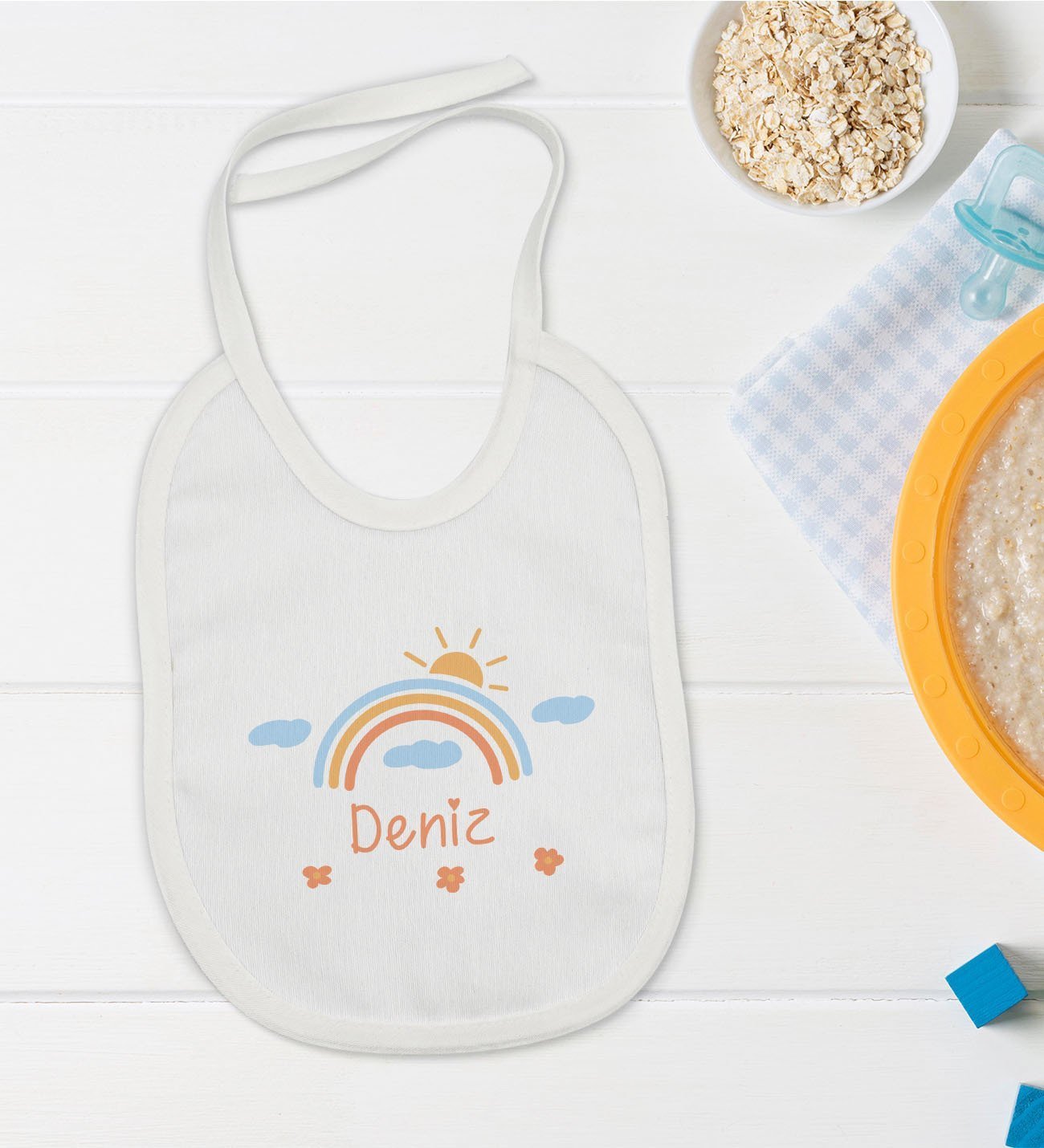 BK Kids Kişiye Özel İsimli Bebek Mama Önlüğü - Model 36