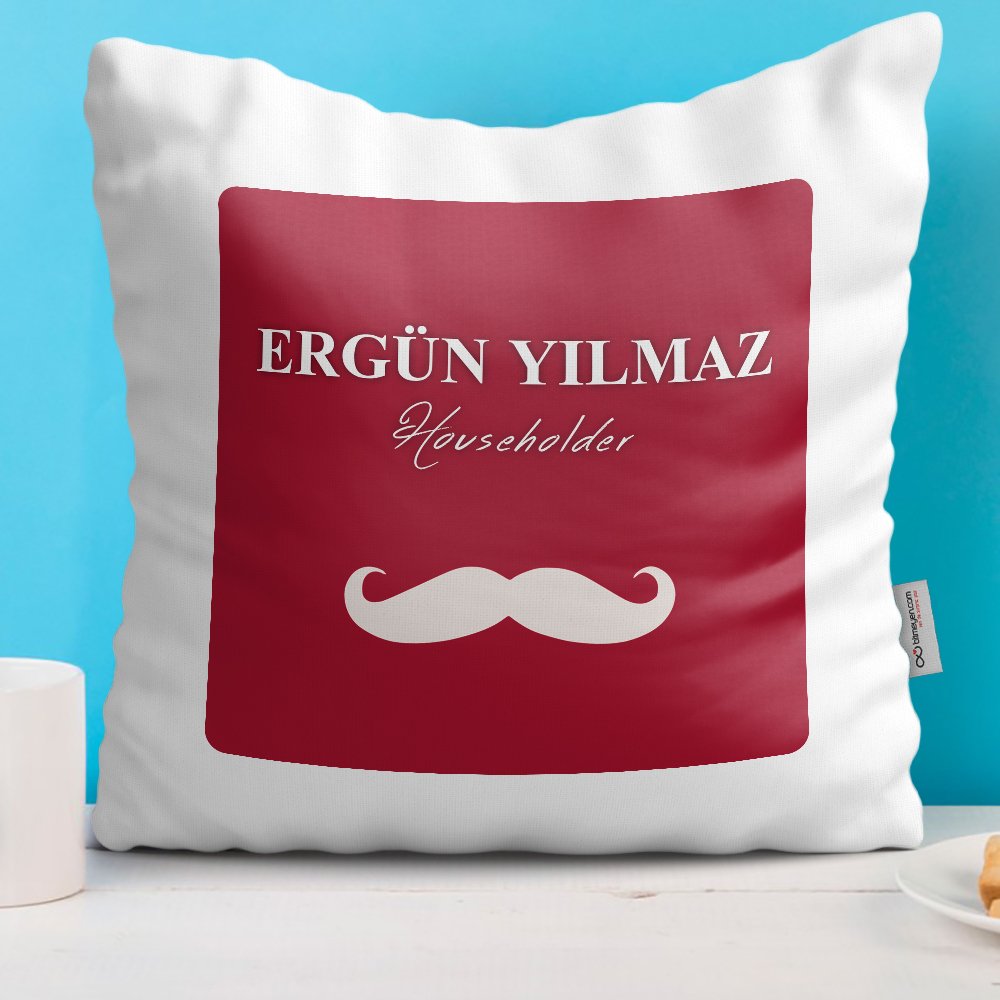 Kişiye Özel Dekoratif Beyaz Yastık (Babalar Günü Temalı) 2-E