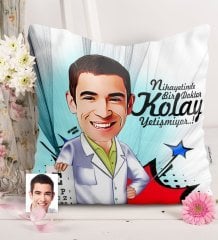Kişiye Özel Bay Göz Doktoru Karikatürlü Saten Yastık - 1