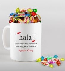 Kişiye Özel Hala Tasarımlı Beyaz Kupa ve Haribo Şeker Hediye Seti-1