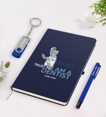 Kişiye Özel Diş Hekimi Temalı Lacivert Defter Kalem 32gb USB Bellek Hediye Seti-3