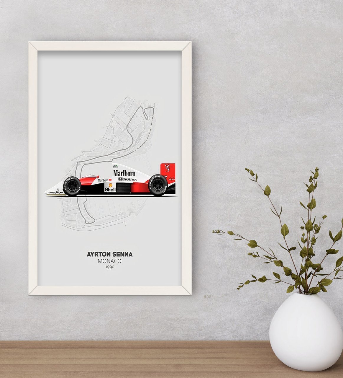 BK Gift Formula 1 Tasarımlı Dekoratif Ahşap Beyaz Çerçeveli Tablo-14