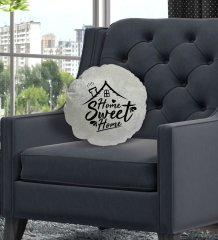 BK Gift Home Sweet Home Tasarımlı Yuvarlak Dekoratif Kırlent Yastık-1