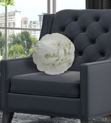 Kişiye Özel İsimli Papatya Temalı Yuvarlak Dekoratif Kırlent Yastık-1