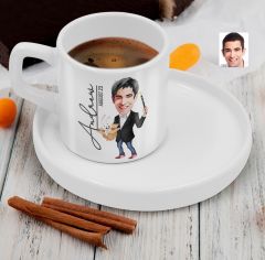 BK Gift Kişiye Özel Sunum Tabaklı Sihirbaz Karikatürlü Kahve Fincanı-1, Sevgiliye Hediye, Aileye Hediye, Arkadaşa Hediye