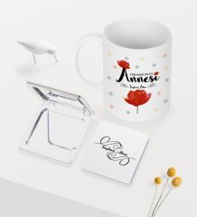 Kişiye Özel Dünyanın En İyi Annesi Beyaz Kupa Ayna Seti - 10