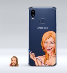 Kişiye Özel Bayan Karikatürlü Samsung Galaxy A10s İnce Şeffaf Silikon Telefon Kapağı-21