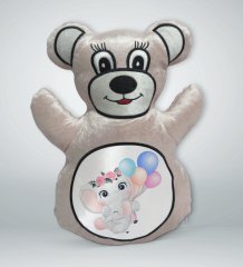 BK Gift Sevimli Fil Tasarımlı Krem Ayıcık Yastık-8