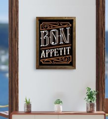 BK Gift Cafe & Bar & Restaurant Konseptli Doğal Masif Ahşap Çerçeveli Tablo-7