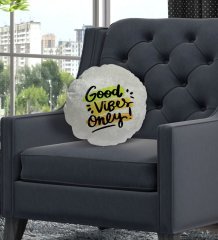 BK Gift Good Vibes Only Tasarımlı Yuvarlak Dekoratif Kırlent Yastık-1