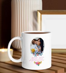 BK Gift Kişiye Özel Anneler Günü Fotoğraflı Beyaz Kupa ve Papatya Kolye Hediye Seti, Anneler Günü Hediyeleri, Anneye Hediye-1