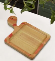 BK Gift Modern Art Tasarımlı Kare Şeklinde Doğal Ahşap Servis ve Sunum Tabağı Model 13