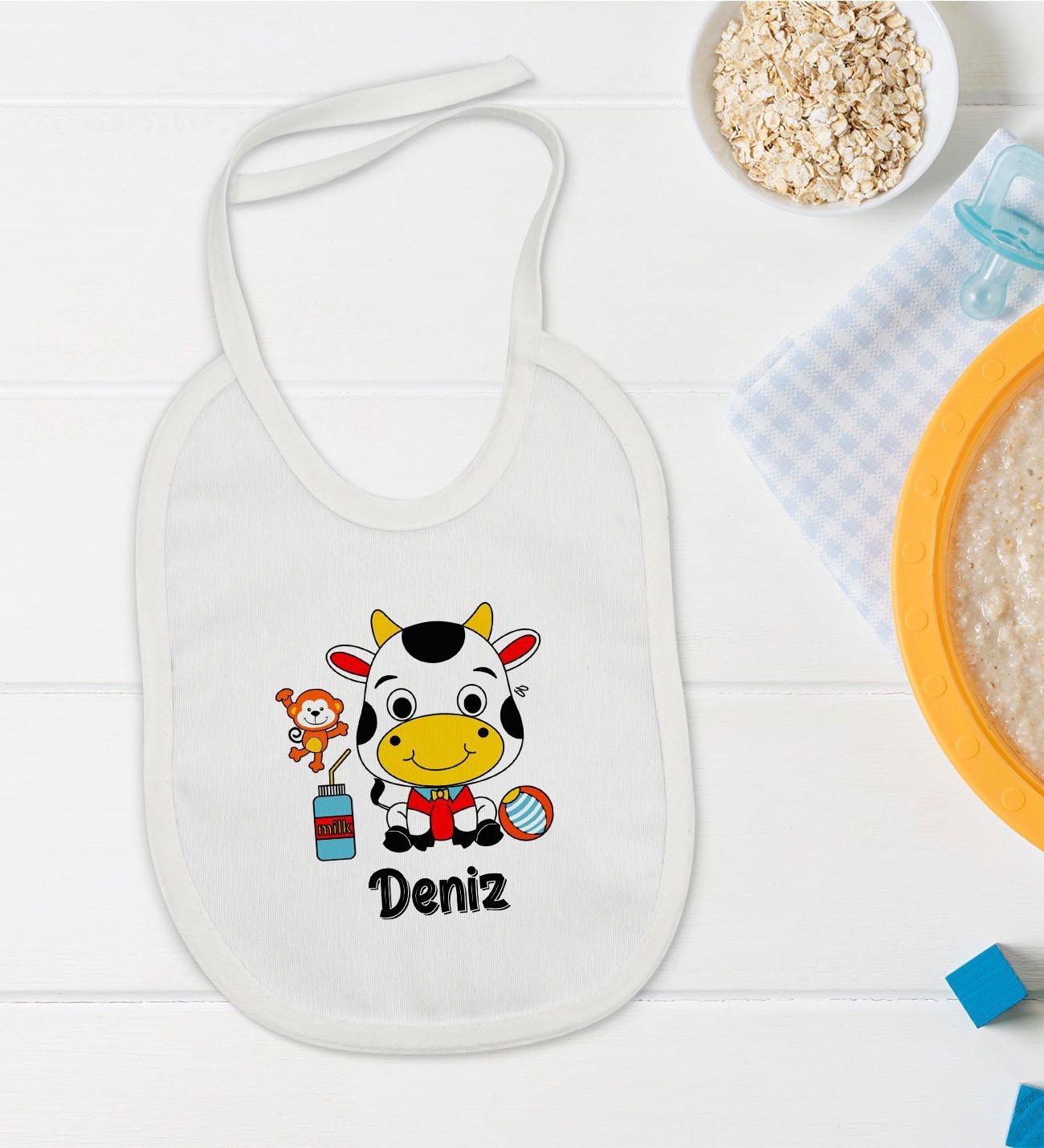 BK Kids Kişiye Özel İsimli Bebek Mama Önlüğü - Model 34