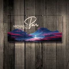 BK Gift Kişiye Özel Manzara Tasarımlı Akrilik Bar Tabelası(38x19cm)-8, Home Bar Tabela, Duvar Dekoru