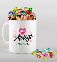 Kişiye Özel Evimizin Meleği Tasarımlı Beyaz Kupa ve Haribo Şeker Hediye Seti-1