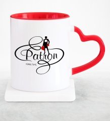 Kişiye Özel Mesleki Patron Kırmızı Kalpli Kupa Bardak - 4