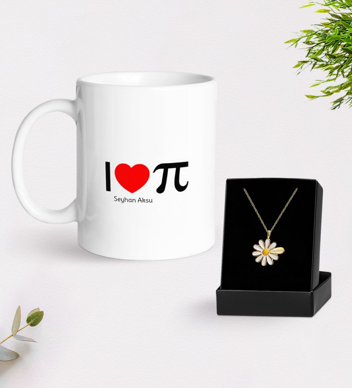 Kişiye Özel Matematik Öğretmeni Kupa Ve Papatya Kolye Hediye Seti-12